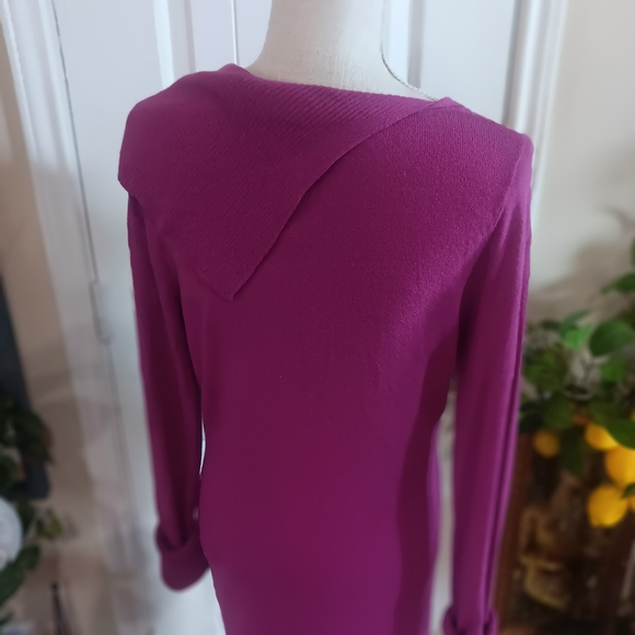 BCBG Max Azria Boysenberry Cable Knit SAHANA Midi Sheath Dress Size Large - Picture 8 of 10